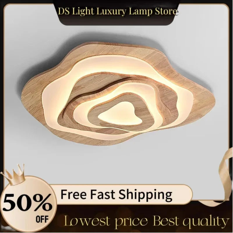 Chinese Zen lustre Wood Ceiling Lamp Creative Cloud Acrylic led lights Hotel Restaurant Tearoom Lounge Bedroom Balcony Lighting