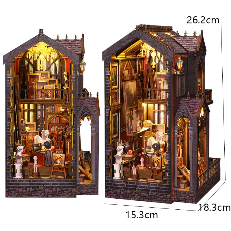 DIY Book Nook Kit Wooden Mini Doll House 3D Puzzle Model Bookshelf Bookends Making Room Toys Home Bedroom Decorations Gifts