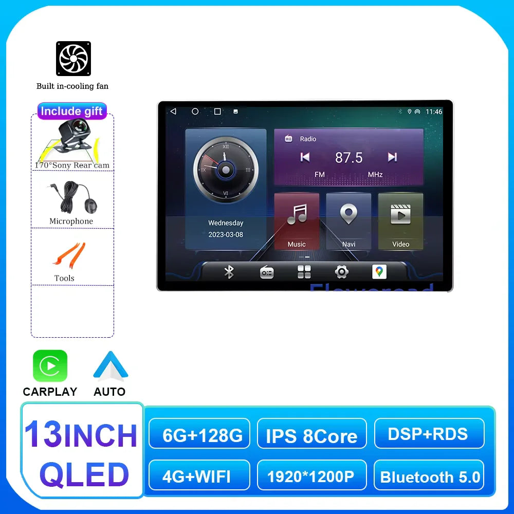 13.1 Inch Car Radio Android 14 For Jeep Wrangler 3 JK 2010 - 2018 GPS Navigation Auto Stereo Multimedia Player