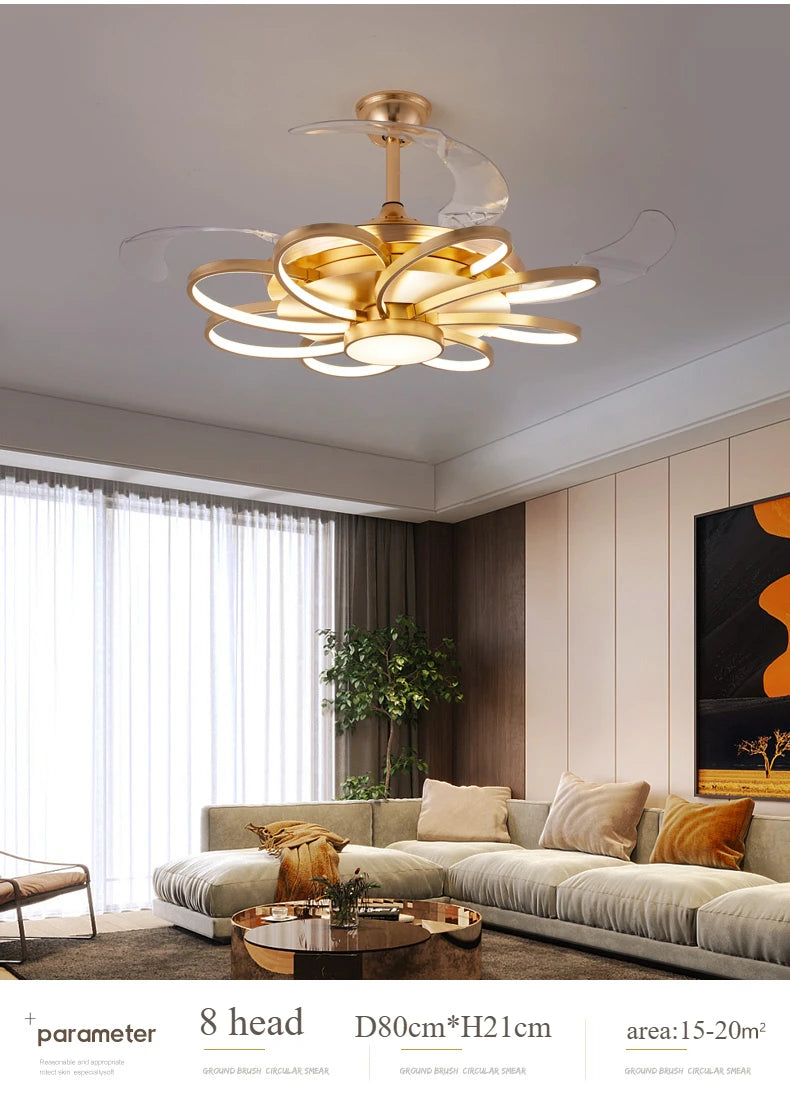 Nordic bedroom decor led lights for room Ceiling fan light lamp restaurant dining room Ceiling fans with lights remote control