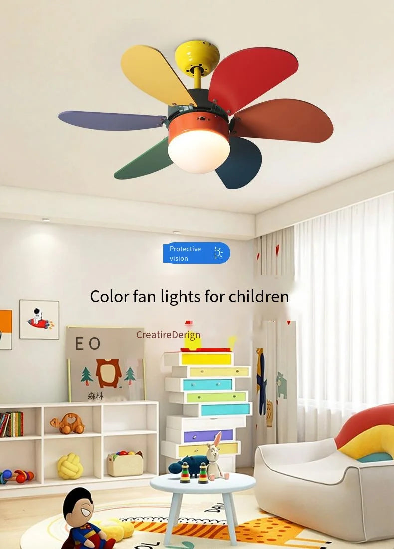 Nordic Fan Light Simple Bedroom Ceiling With Light Fan Modern Family  Children's Room Low Floor Restaurant Ceiling Fan Light