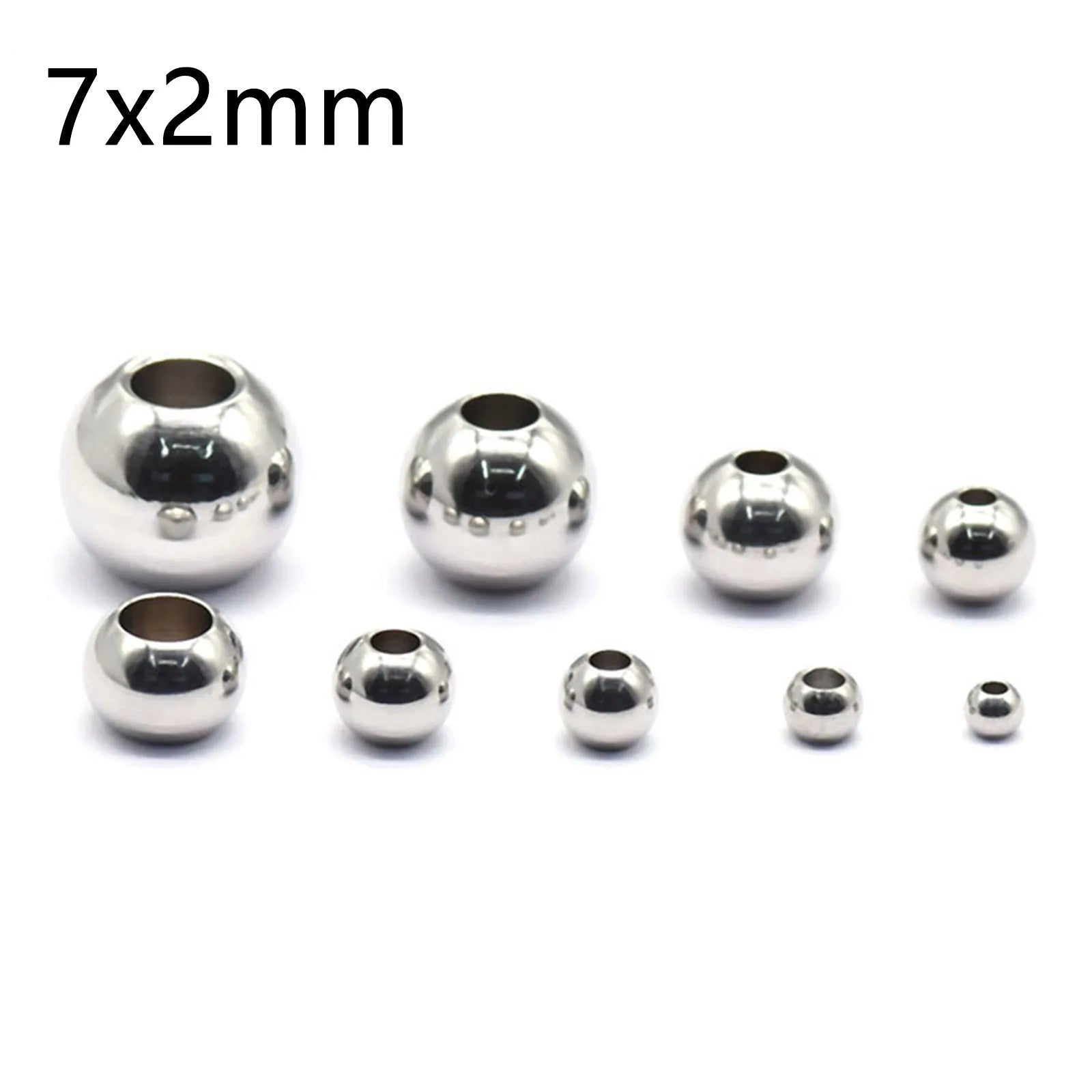 50 Piece 304 Stainless Steel Loose Spacer Beads Charms Silver Color Round Ball Beads For Jewelry Making Diy Necklace Findings