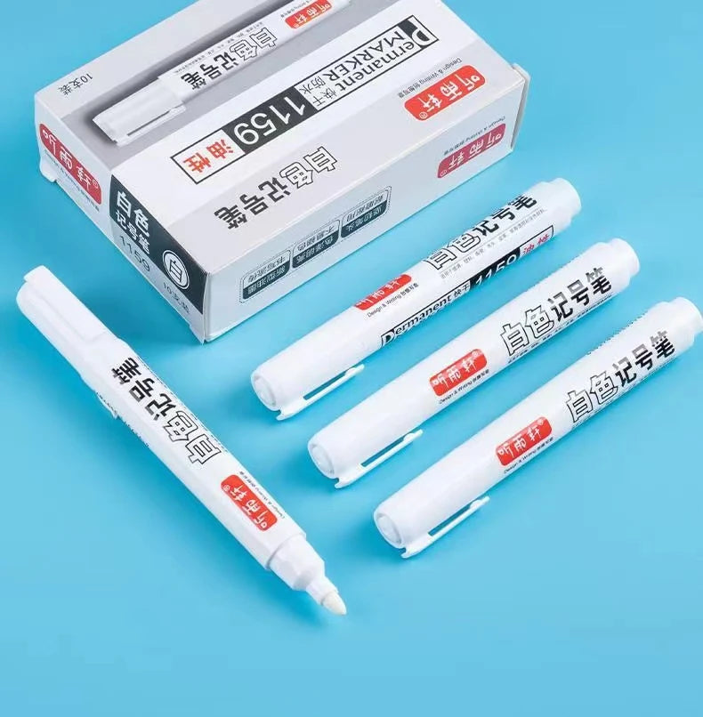 3/5/7Pcs/Set For Metal White Marker Pen Oily Waterproof Plastic Gel Pen Writing Drawing Graffiti Pen Stationery Notebook