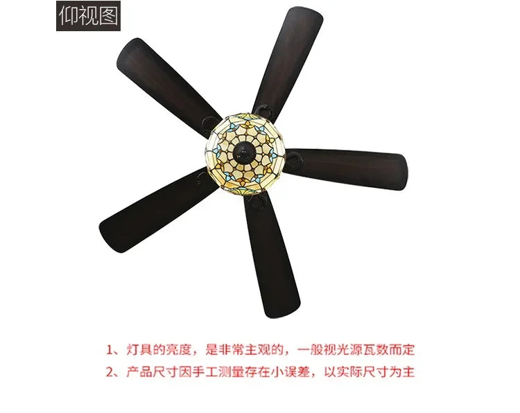 42 52 Inches Tiffany Style Ceiling Fan With Light Wood Blades Remote Control Led 3 Color 24W Industrial Fans Lamp With Lights
