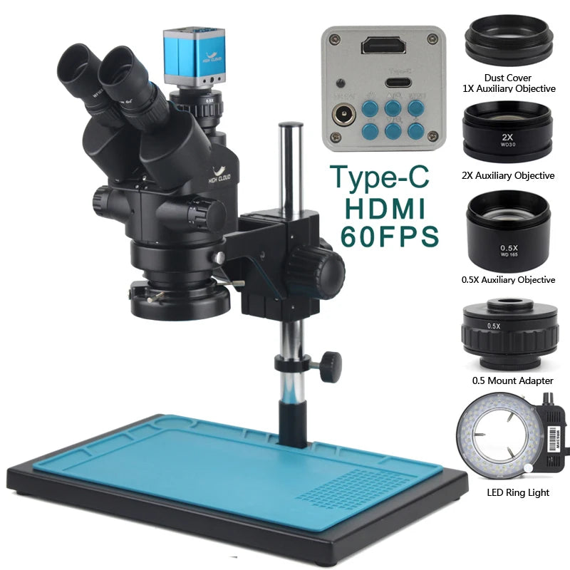 3.5X-90X Simul-Focal Stereo Trinocular Microscope 4K 2K 48MP 1080P HDMI USB Digital Video Camera For PCB Phone Soldering Repair