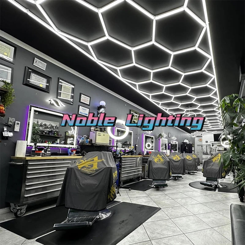 Customized Barbershop Hair Salon Hexagon Led Lights Garage Lamp Honeycomb Led Light for Showroom Ceiling Light Hexagon Light