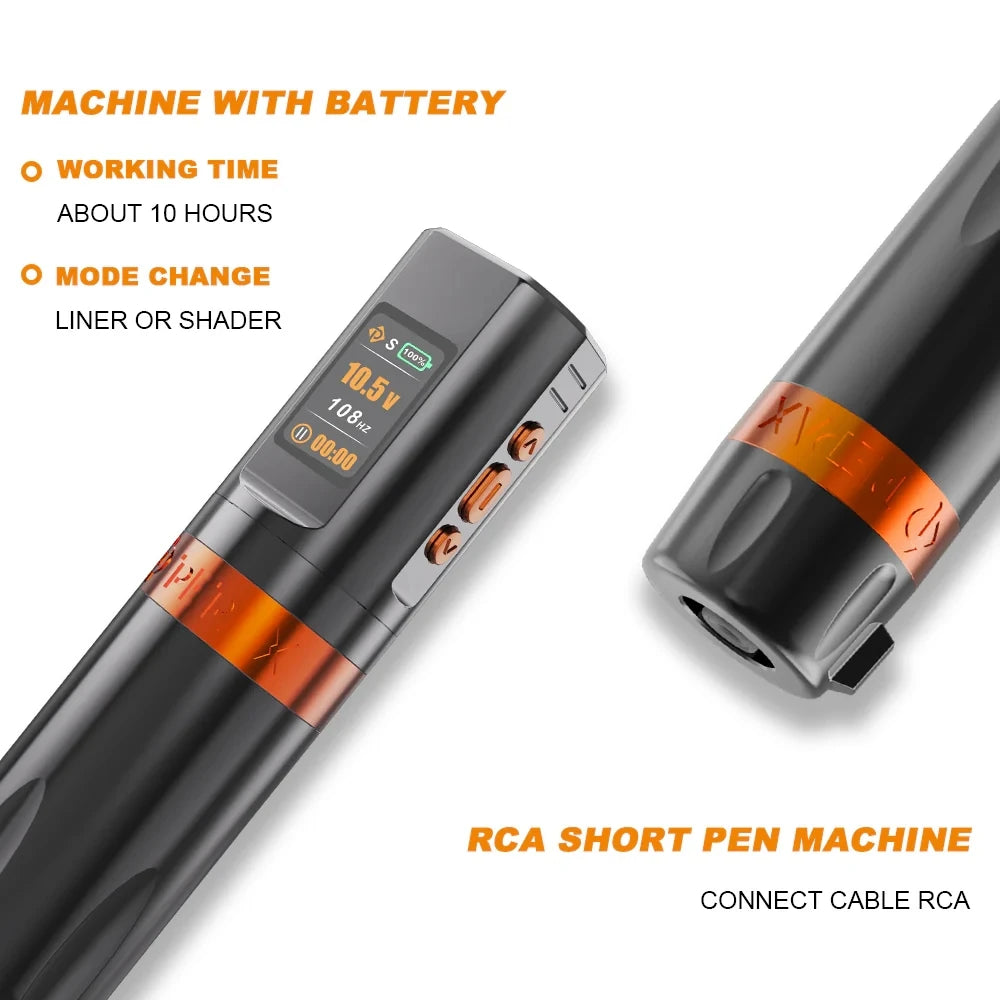 PEPAX Leve H2 Wirerless Tattoo Pen 3.5/4.2/5.0MM Stroke Pen with 2000mAh 2 Batteries Wireless Tattoo Machine Gun for Body Art