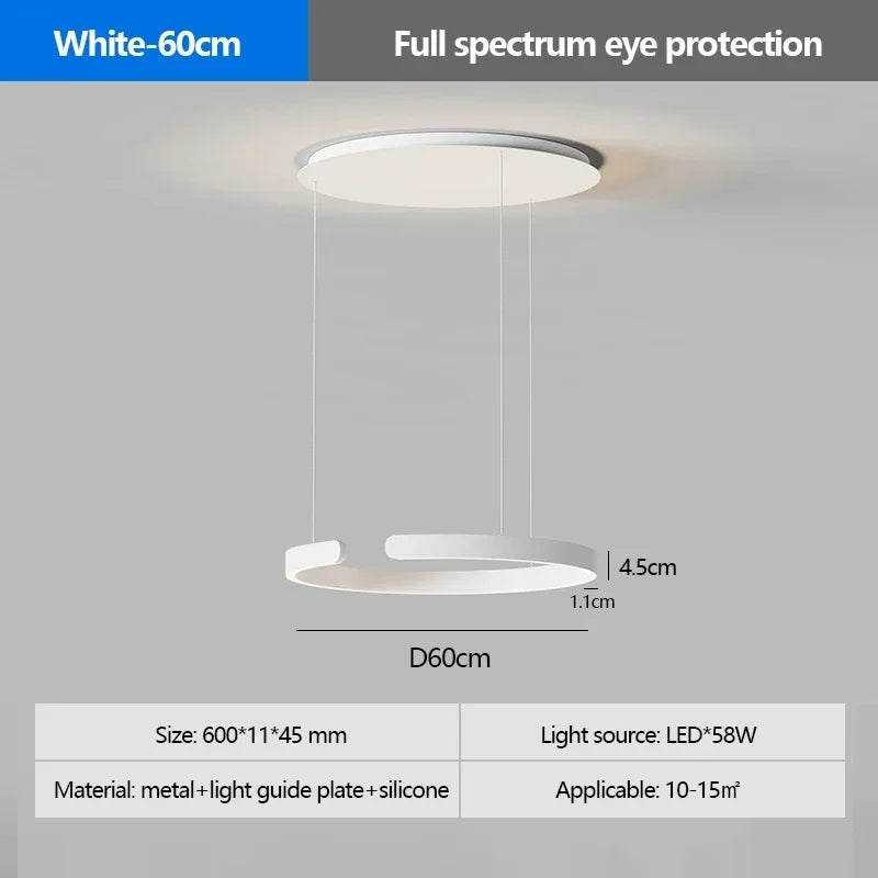 Modern Salon Design Ring Ceiling Chandelier Eye Protecting LED Lamp Bedroom Dining Room Study Pendant Lighting Fixture