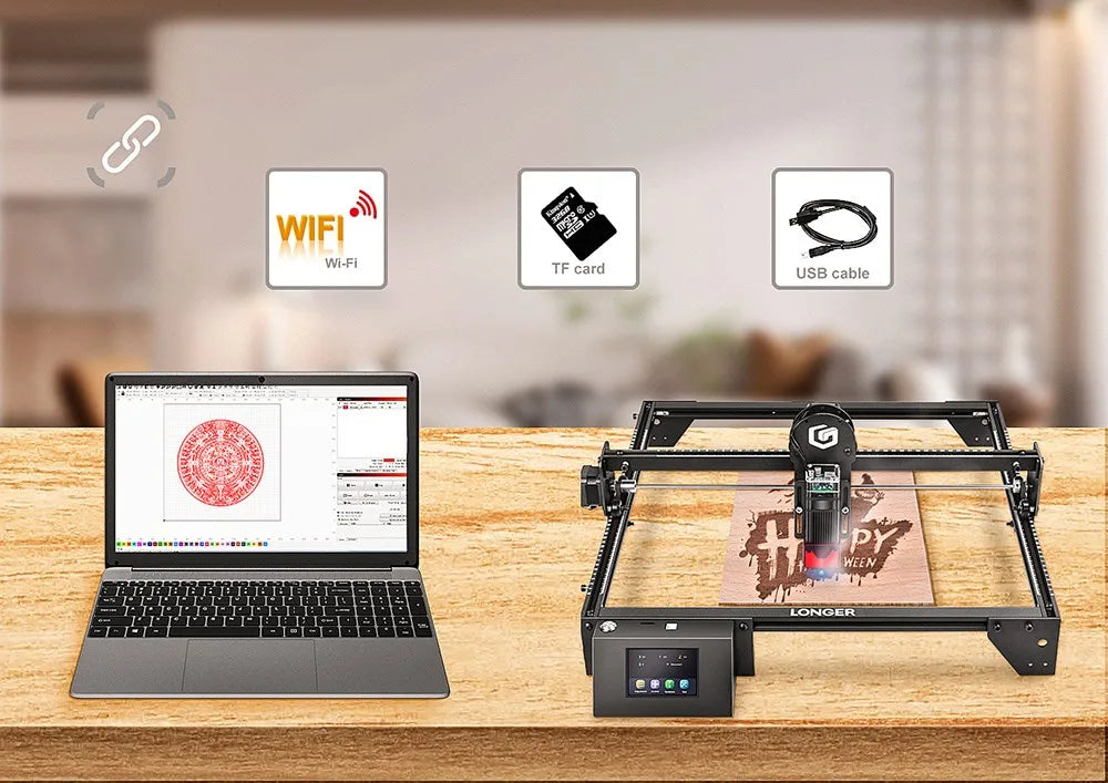 LONGER RAY5 10W Laser Engraver, 0.06x0.06mm Laser Spot, Touch Screen, Offline Carving, 32-Bit Chipset, Working Area 400x400mm