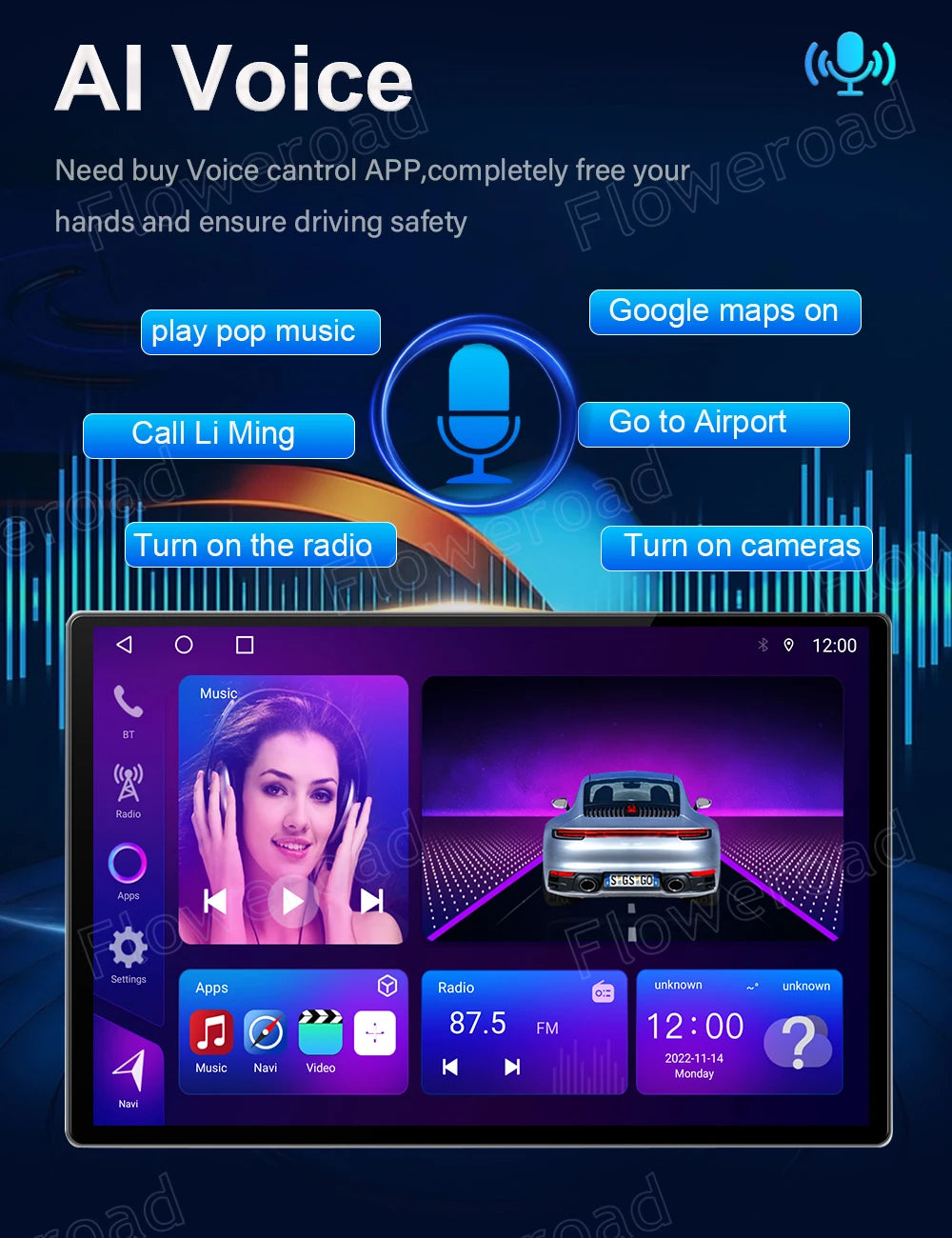 13.1 Inch Car Radio Android 14 For Jeep Wrangler 3 JK 2010 - 2018 GPS Navigation Auto Stereo Multimedia Player