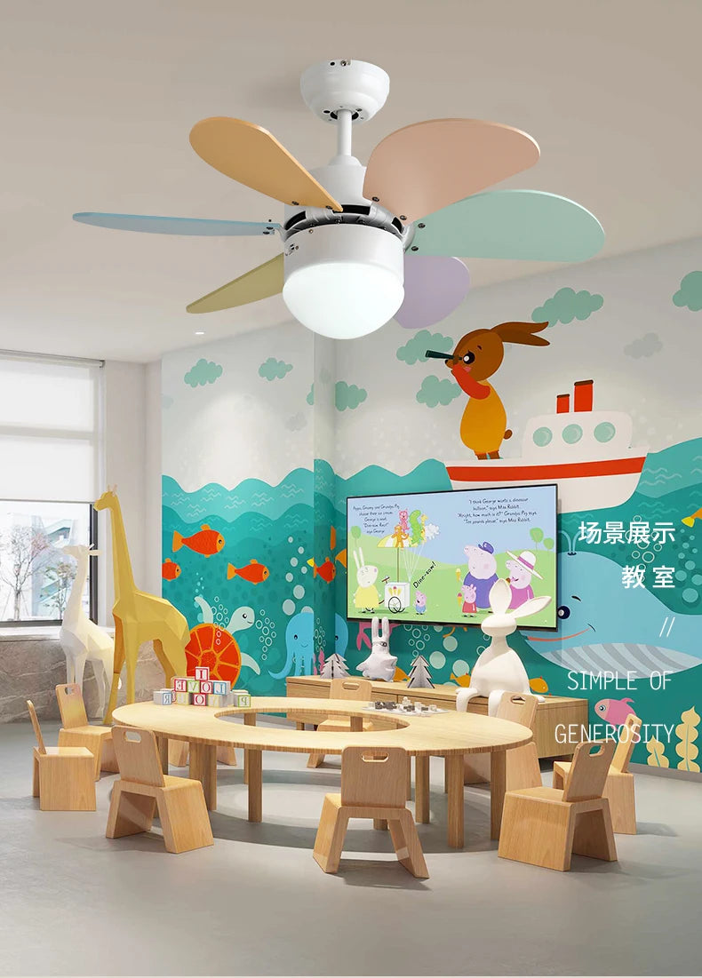 Nordic Fan Light Simple Bedroom Ceiling With Light Fan Modern Family  Children's Room Low Floor Restaurant Ceiling Fan Light