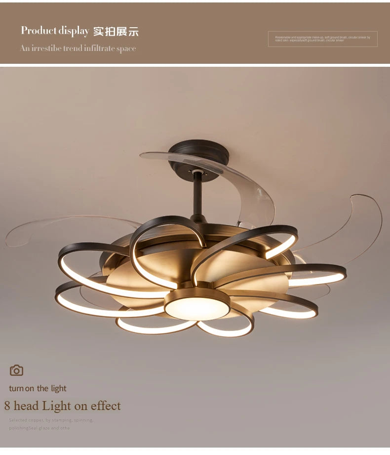 Nordic bedroom decor led lights for room Ceiling fan light lamp restaurant dining room Ceiling fans with lights remote control