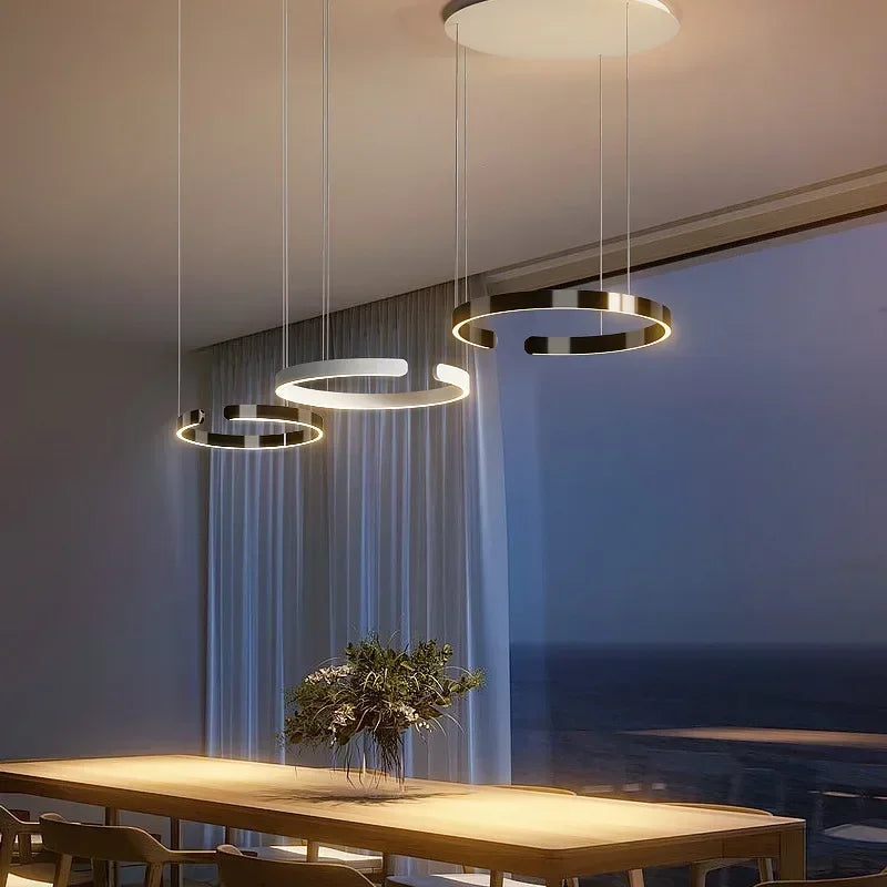 Modern Salon Design Ring Ceiling Chandelier Eye Protecting LED Lamp Bedroom Dining Room Study Pendant Lighting Fixture