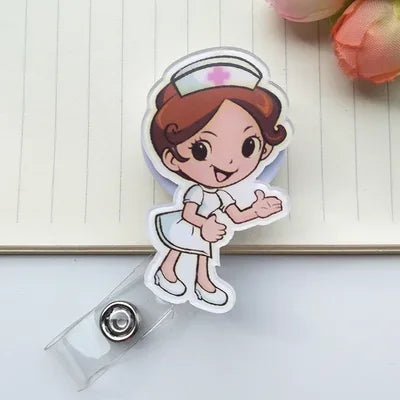 1pc Retractable Nurse Badge Reel Clip Students ID Card Badge Holder Accessories Cute Id Badge Reel School Supplies