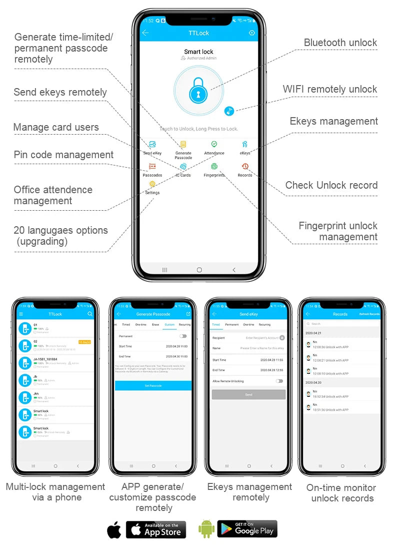 NEW RAYKUBE KX2 TT Lock Bluetooth Full-automatic Electronic Smart Door Lock With Biometric Fingerprint APP NFC Key Unlock