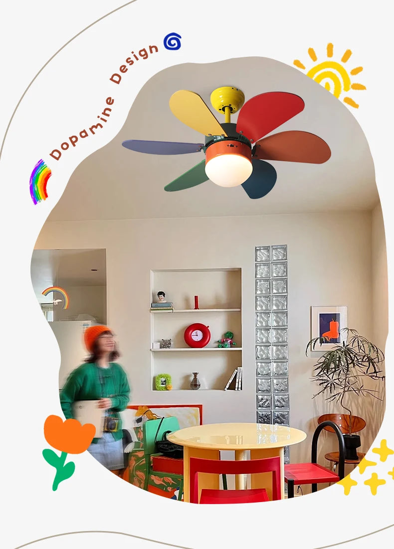 Nordic Fan Light Simple Bedroom Ceiling With Light Fan Modern Family  Children's Room Low Floor Restaurant Ceiling Fan Light