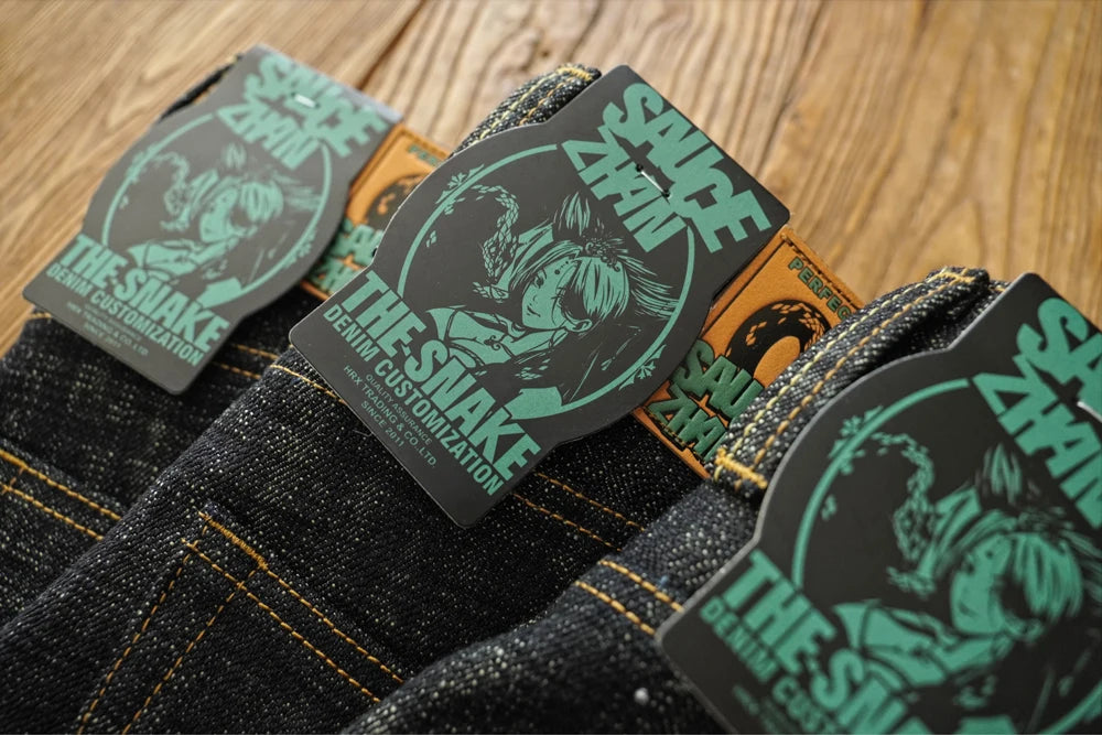 Sauce Zhan Mens Jeans Sanforized Selvedge Denim Jeans Limited EditionDouble-sided Dyeing 66 Fit 20 Oz