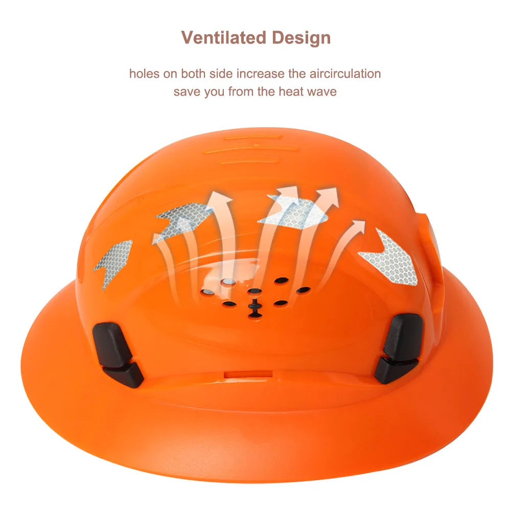Full Brim Safety Helmet Lightweight Sunshade Breathable Work Protective Rescue Cap CE ANSI Construction Hard Hat Head Protection
