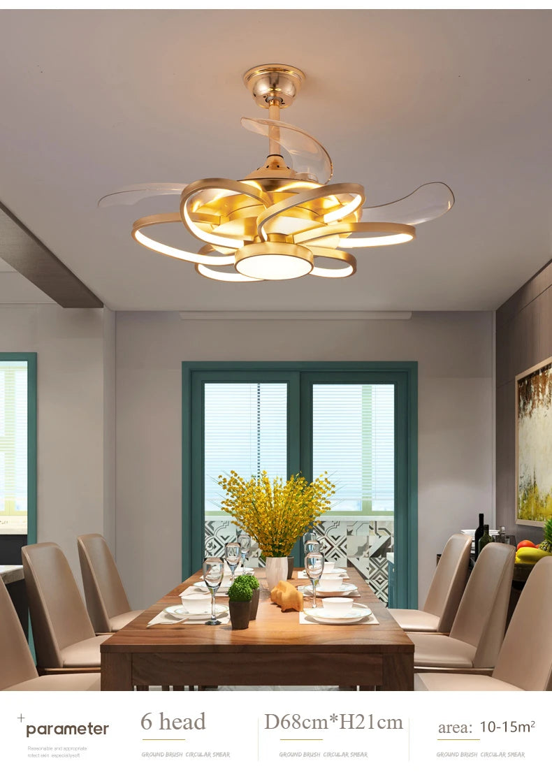 Nordic bedroom decor led lights for room Ceiling fan light lamp restaurant dining room Ceiling fans with lights remote control