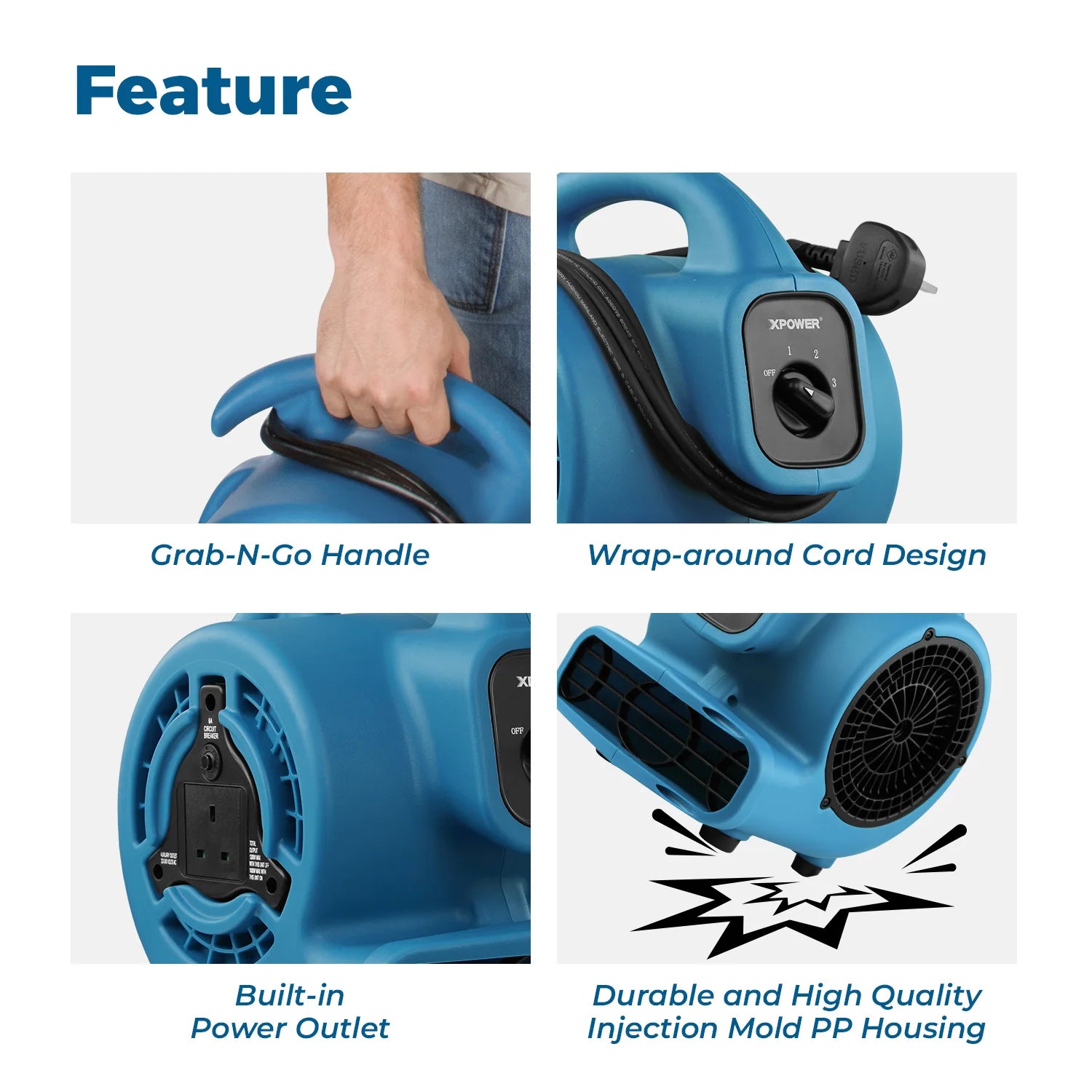 XPOWER P-80A Air Mover ground blower commercial high power Supermarket air blower dryer house floor drying carpet dryer