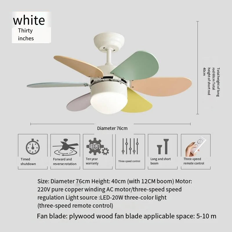 Nordic Fan Light Simple Bedroom Ceiling With Light Fan Modern Family  Children's Room Low Floor Restaurant Ceiling Fan Light