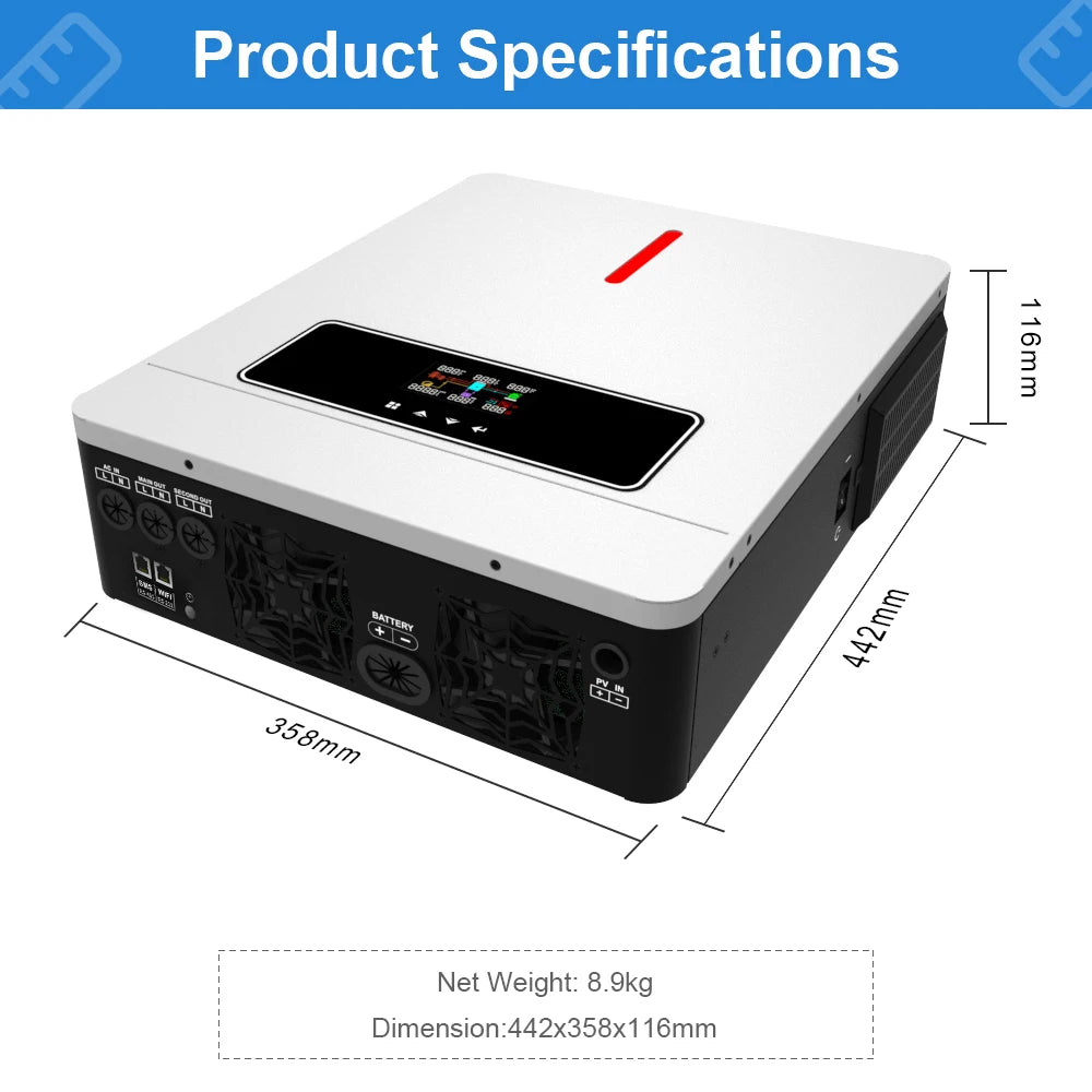 Daxtromn 3.6KW 6.2KW solar inverter 24VDC 48vDC hybrid mppt 6200W pure sine wave hybrid charge controller 120A off grid On Grid