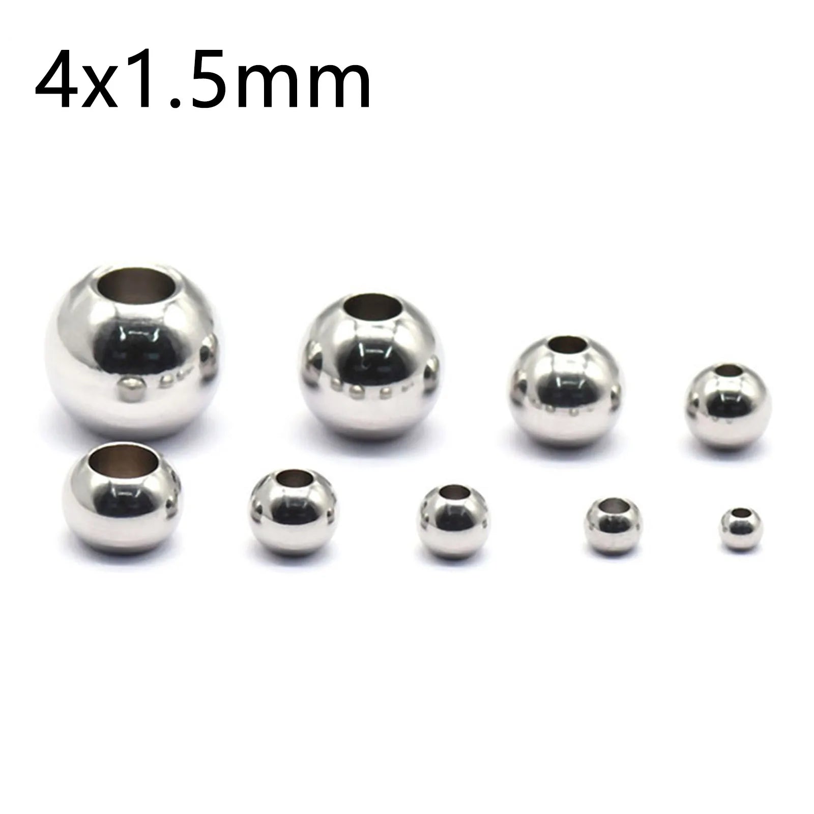 50 Piece 304 Stainless Steel Loose Spacer Beads Charms Silver Color Round Ball Beads For Jewelry Making Diy Necklace Findings