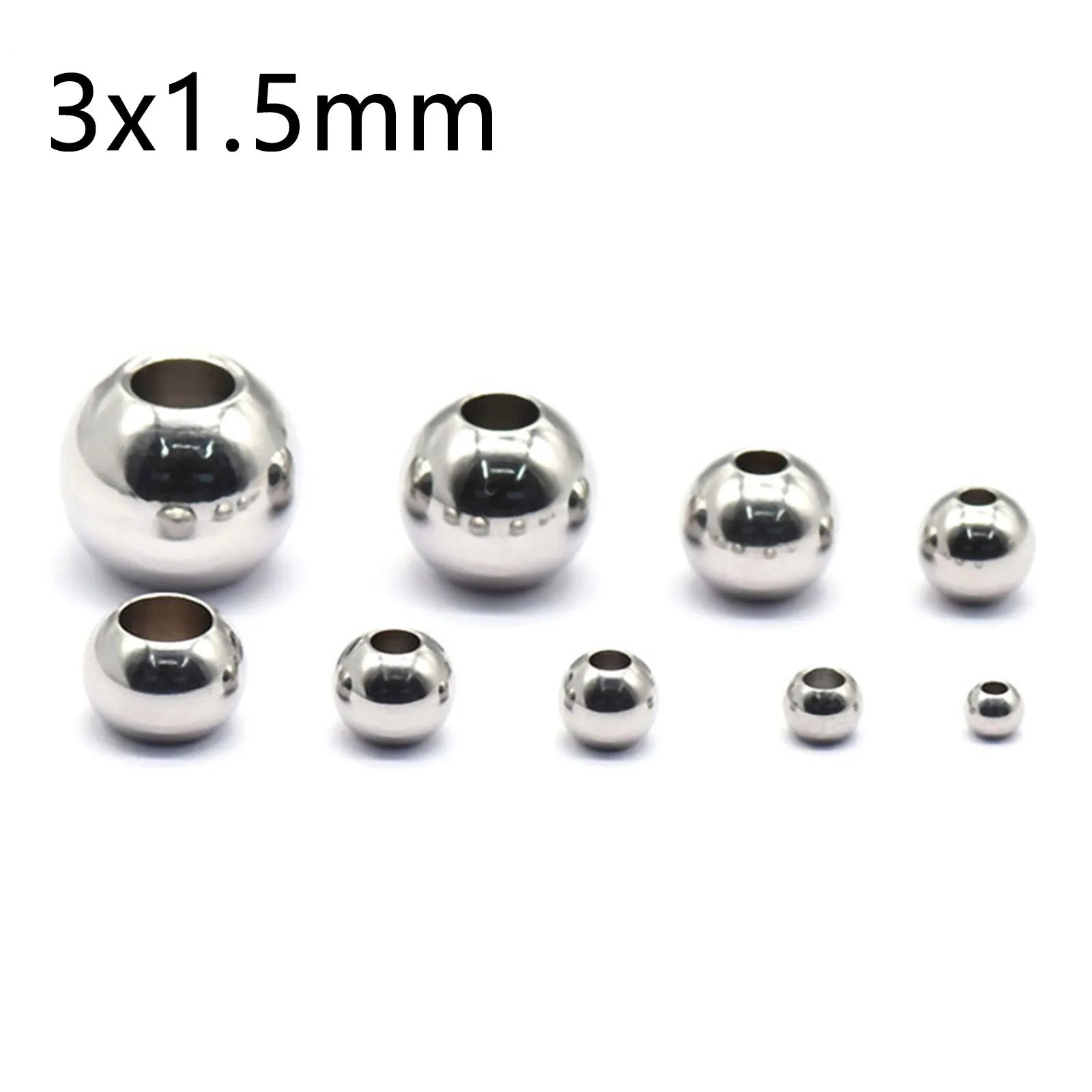 50 Piece 304 Stainless Steel Loose Spacer Beads Charms Silver Color Round Ball Beads For Jewelry Making Diy Necklace Findings
