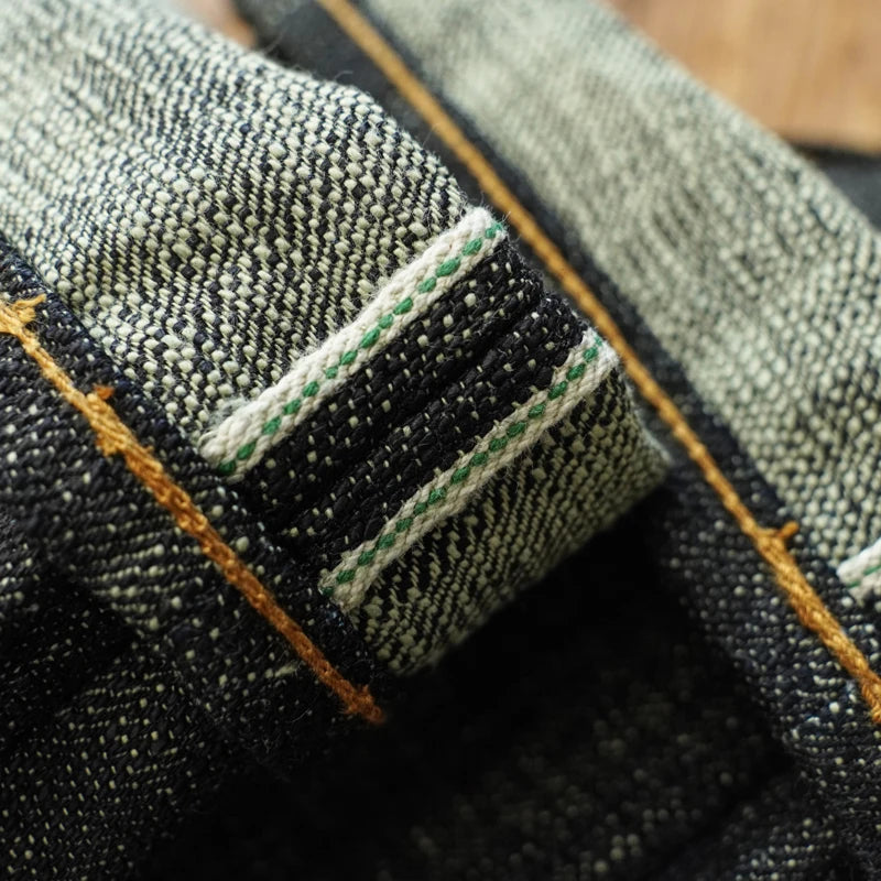 Sauce Zhan Mens Jeans Sanforized Selvedge Denim Jeans Limited EditionDouble-sided Dyeing 66 Fit 20 Oz