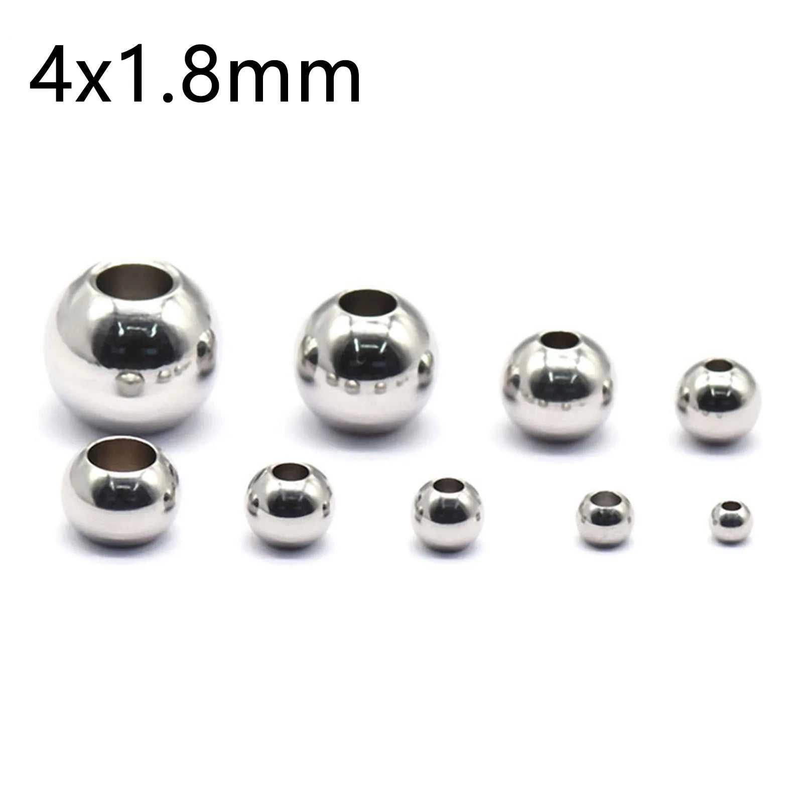 50 Piece 304 Stainless Steel Loose Spacer Beads Charms Silver Color Round Ball Beads For Jewelry Making Diy Necklace Findings