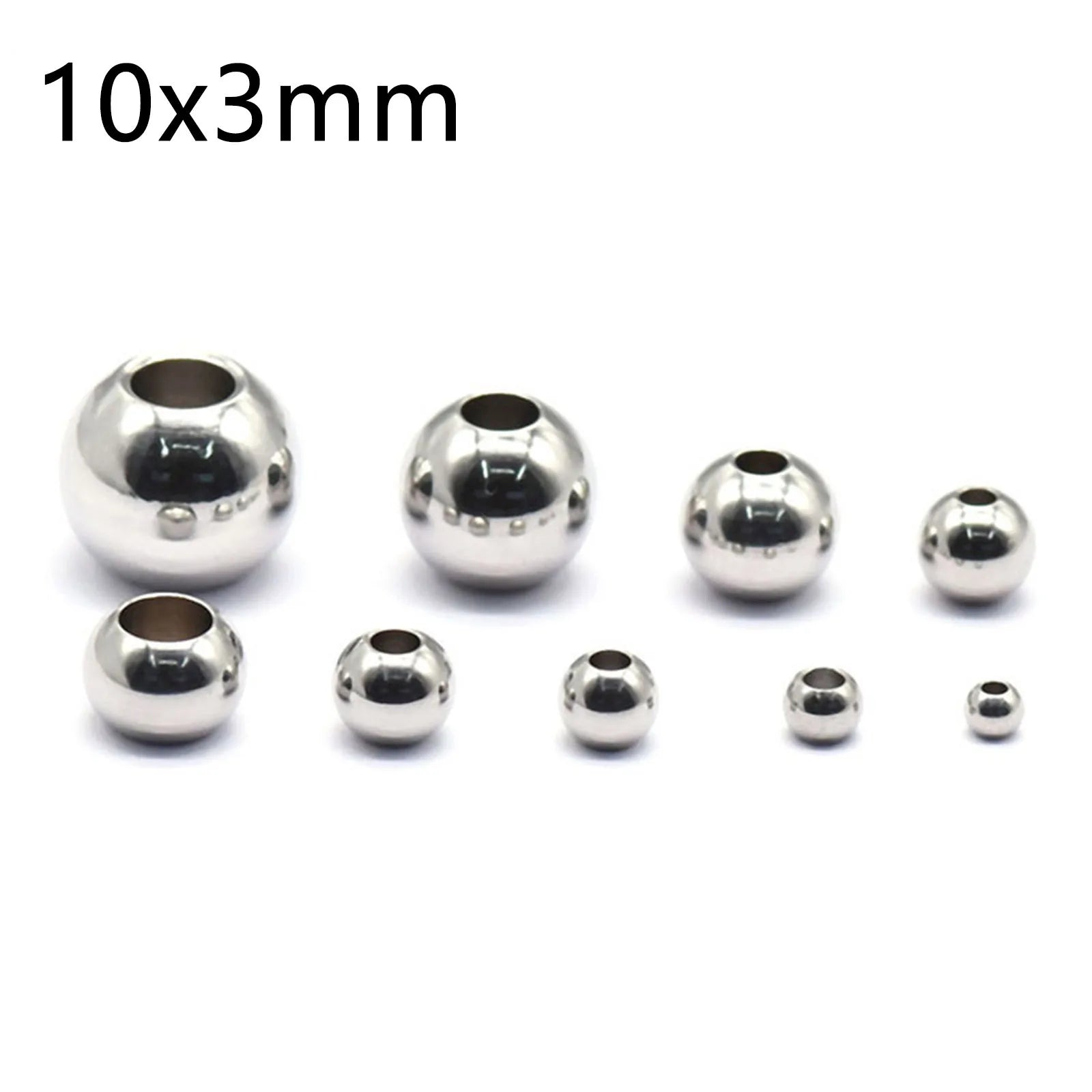 50 Piece 304 Stainless Steel Loose Spacer Beads Charms Silver Color Round Ball Beads For Jewelry Making Diy Necklace Findings