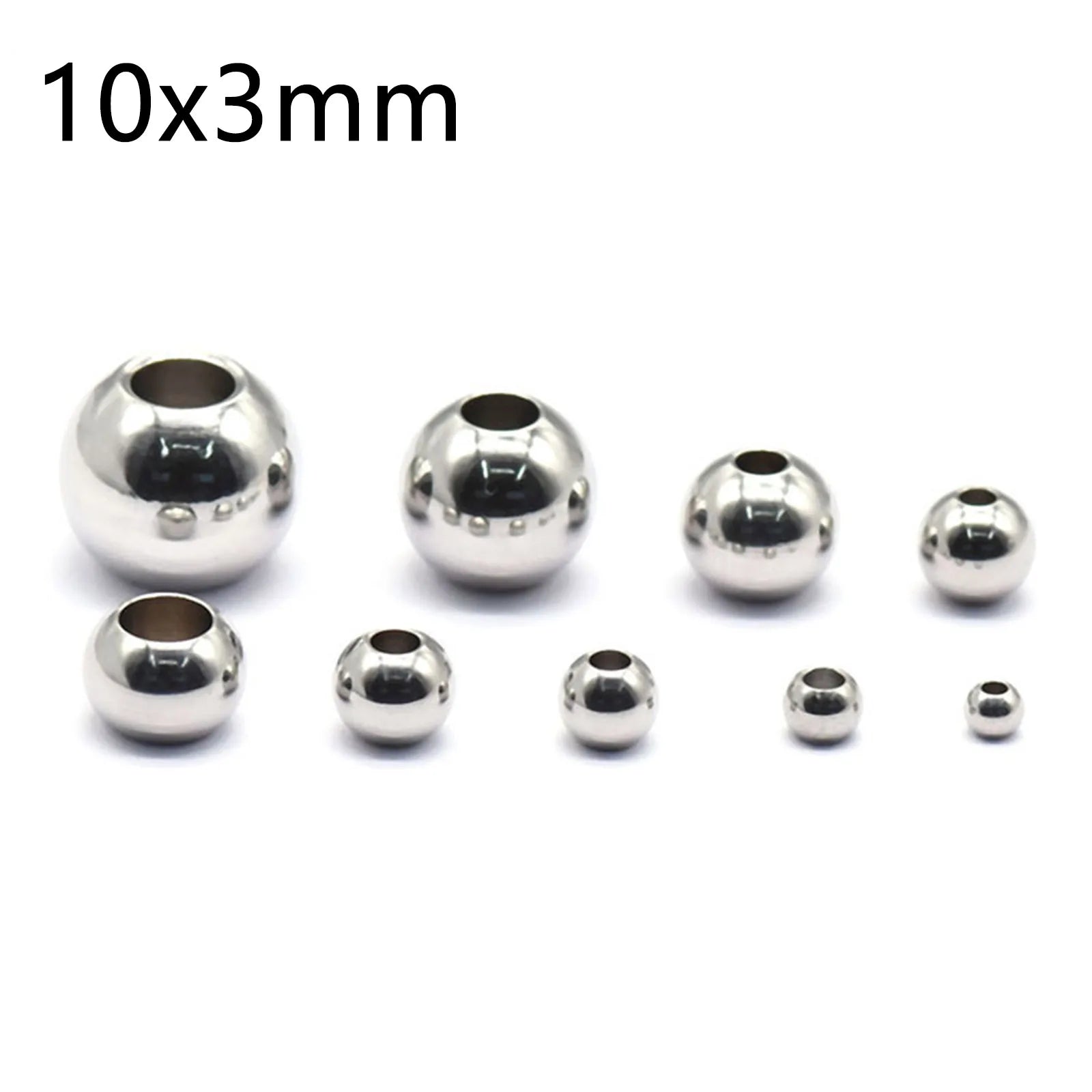 50 Piece 304 Stainless Steel Loose Spacer Beads Charms Silver Color Round Ball Beads For Jewelry Making Diy Necklace Findings