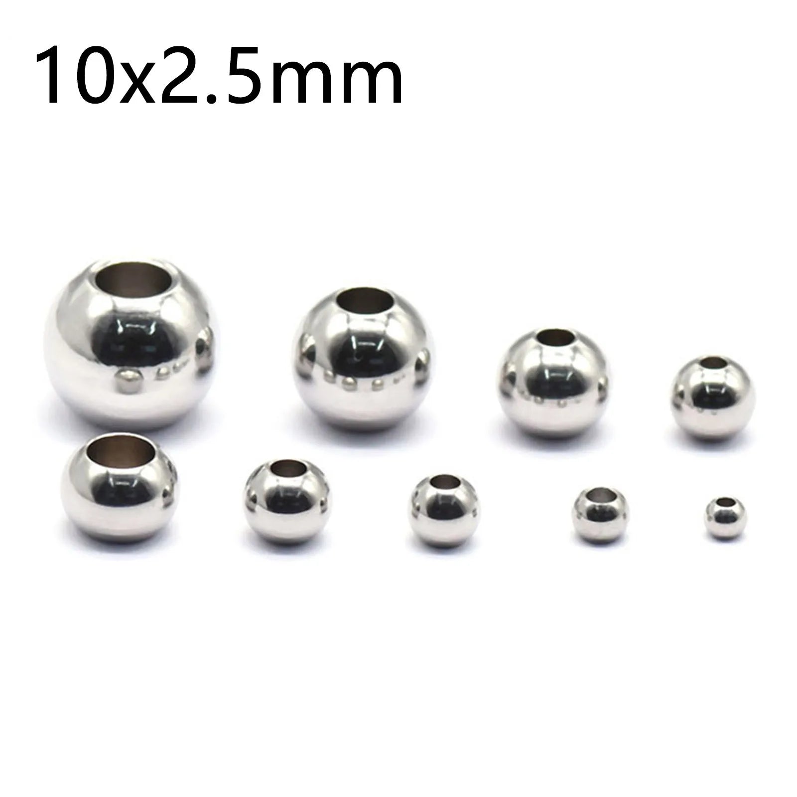 50 Piece 304 Stainless Steel Loose Spacer Beads Charms Silver Color Round Ball Beads For Jewelry Making Diy Necklace Findings