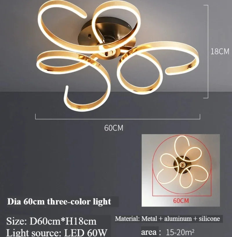 2025 New petal living room ceiling light modern simple luxury main lamp simple art design room bedroom light