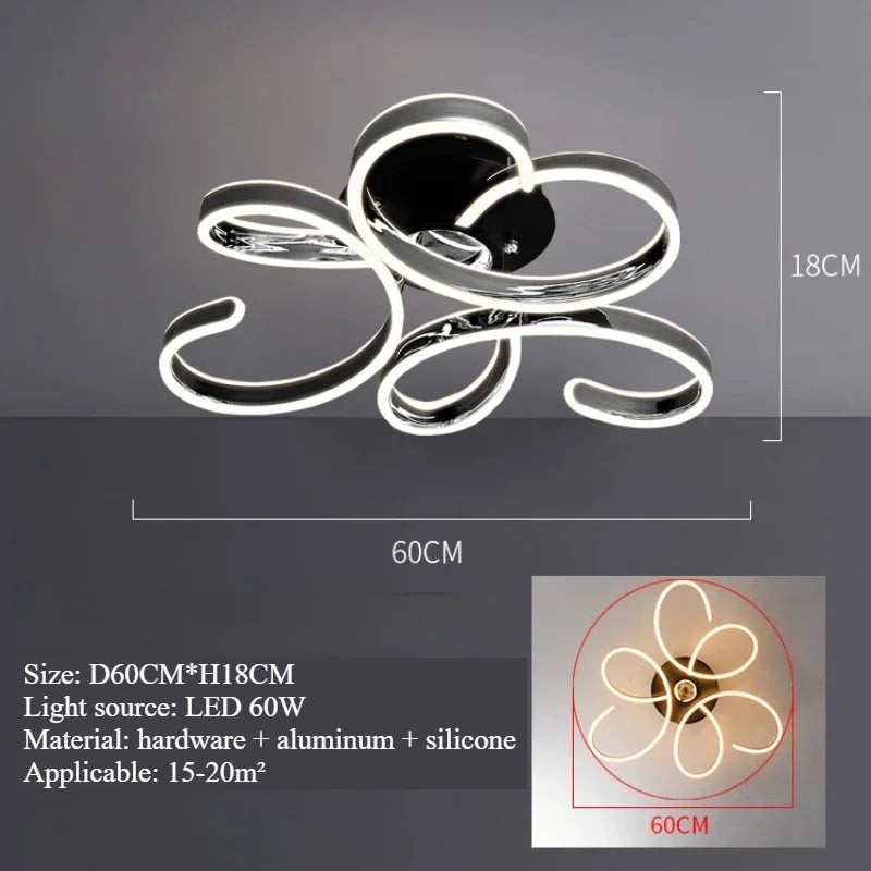 2025 New petal living room ceiling light modern simple luxury main lamp simple art design room bedroom light