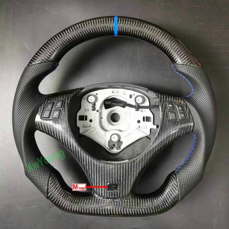 For BMW 3 Series E82 E84 E87 X1 E90 320d E92 E93 320i(No Paddle Shifters) 100% Real Carbon Fiber Car Steering Wheel
