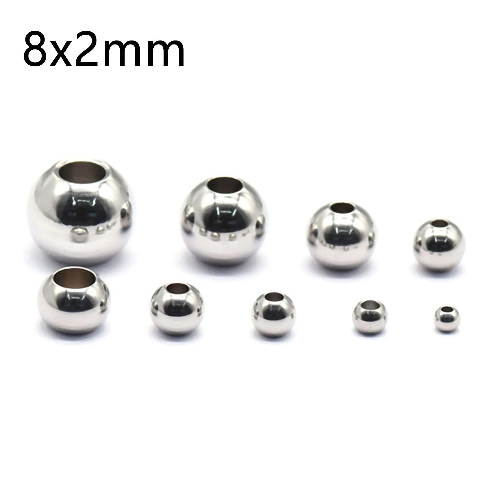 50 Piece 304 Stainless Steel Loose Spacer Beads Charms Silver Color Round Ball Beads For Jewelry Making Diy Necklace Findings