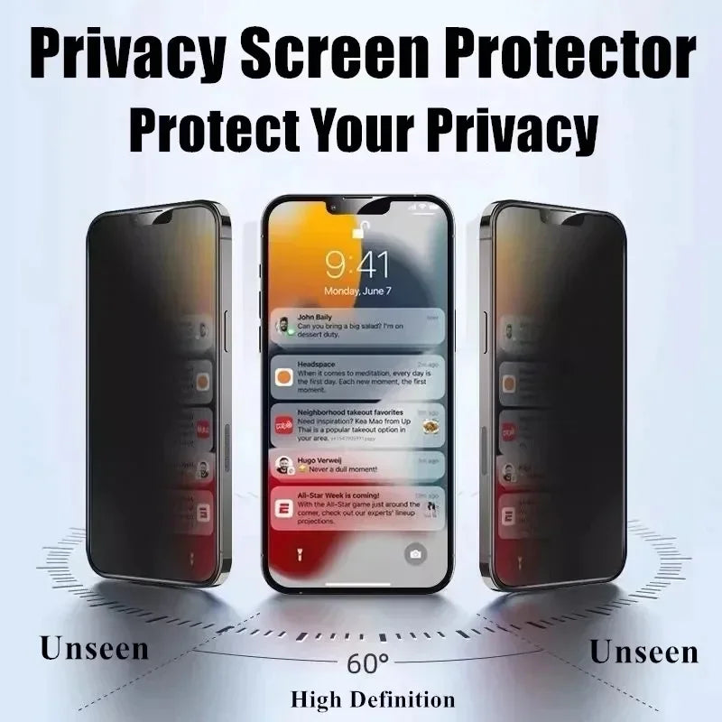 3Pcs Privacy Screen Protectors for IPhone 16 15 12 13 14 Pro Max Mini 8 Plus Anti-spy Tempered Glass for IPhone 11 Pro XS MAX XR