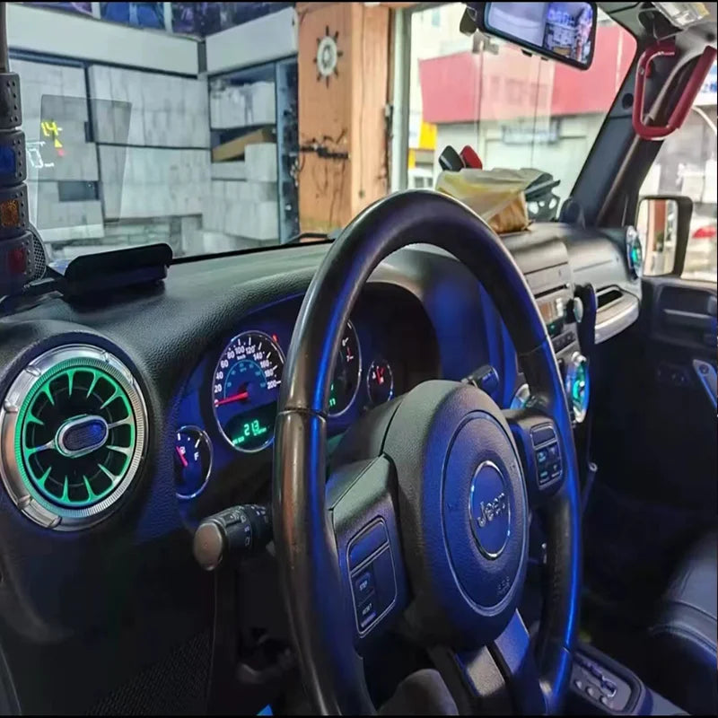 LED 64 colors Turbine Outlet LED Ambient Light For Jeep Wrangler JL 2018 - 2022  JK 2011-2017 Front Air Vent Inlet  Ambient Lamp