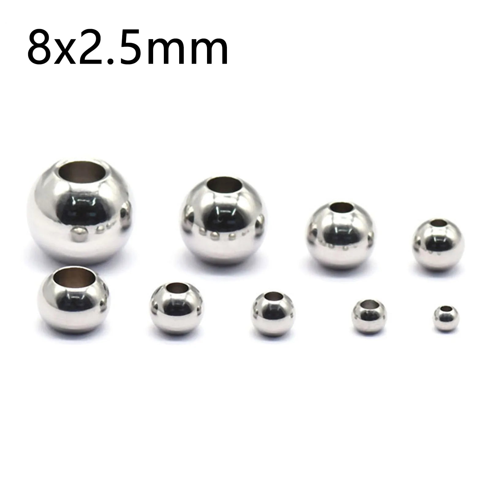50 Piece 304 Stainless Steel Loose Spacer Beads Charms Silver Color Round Ball Beads For Jewelry Making Diy Necklace Findings