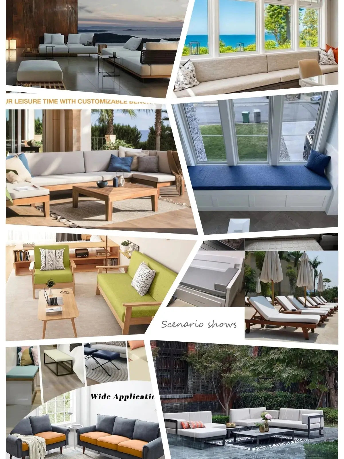Bench Cushion Custom Bay Window Cushion 50Dhigh Density Sponge Chair Seat Sofa Pillow For Sofas Garden Bench Seat Swing Backseat