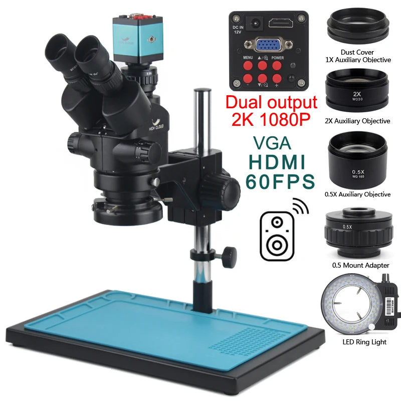 3.5X-90X Simul-Focal Stereo Trinocular Microscope 4K 2K 48MP 1080P HDMI USB Digital Video Camera For PCB Phone Soldering Repair