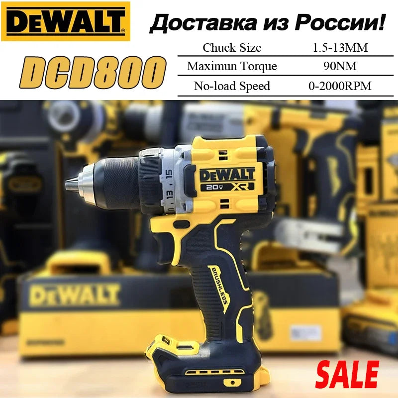 DeWalt DCD800 Brushless Cordless Compact Drill Driver 20V Electric Drill Screwdriver Household Rechargeable Lithium Power Tools