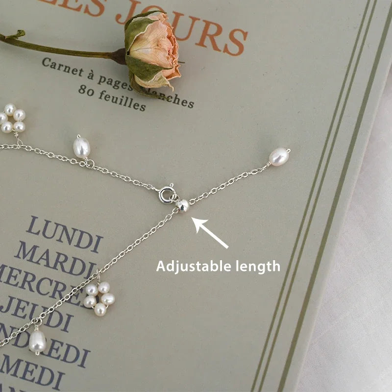 ASHIIQI Natural Freshwater Pearl Anklet Genuine 925 Sterling Silver Handmade Jewelry Wedding Jewelry Lady