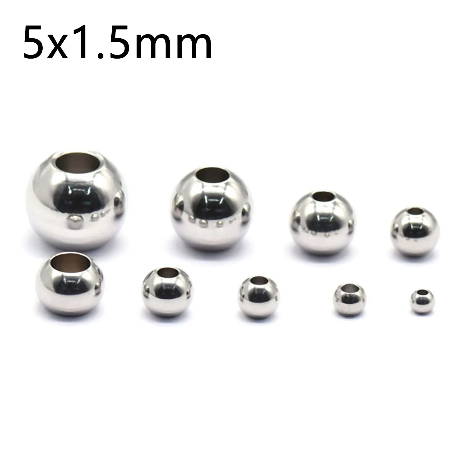 50 Piece 304 Stainless Steel Loose Spacer Beads Charms Silver Color Round Ball Beads For Jewelry Making Diy Necklace Findings