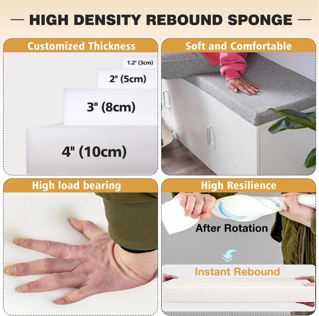 Bench Cushion Custom Bay Window Cushion 50Dhigh Density Sponge Chair Seat Sofa Pillow For Sofas Garden Bench Seat Swing Backseat