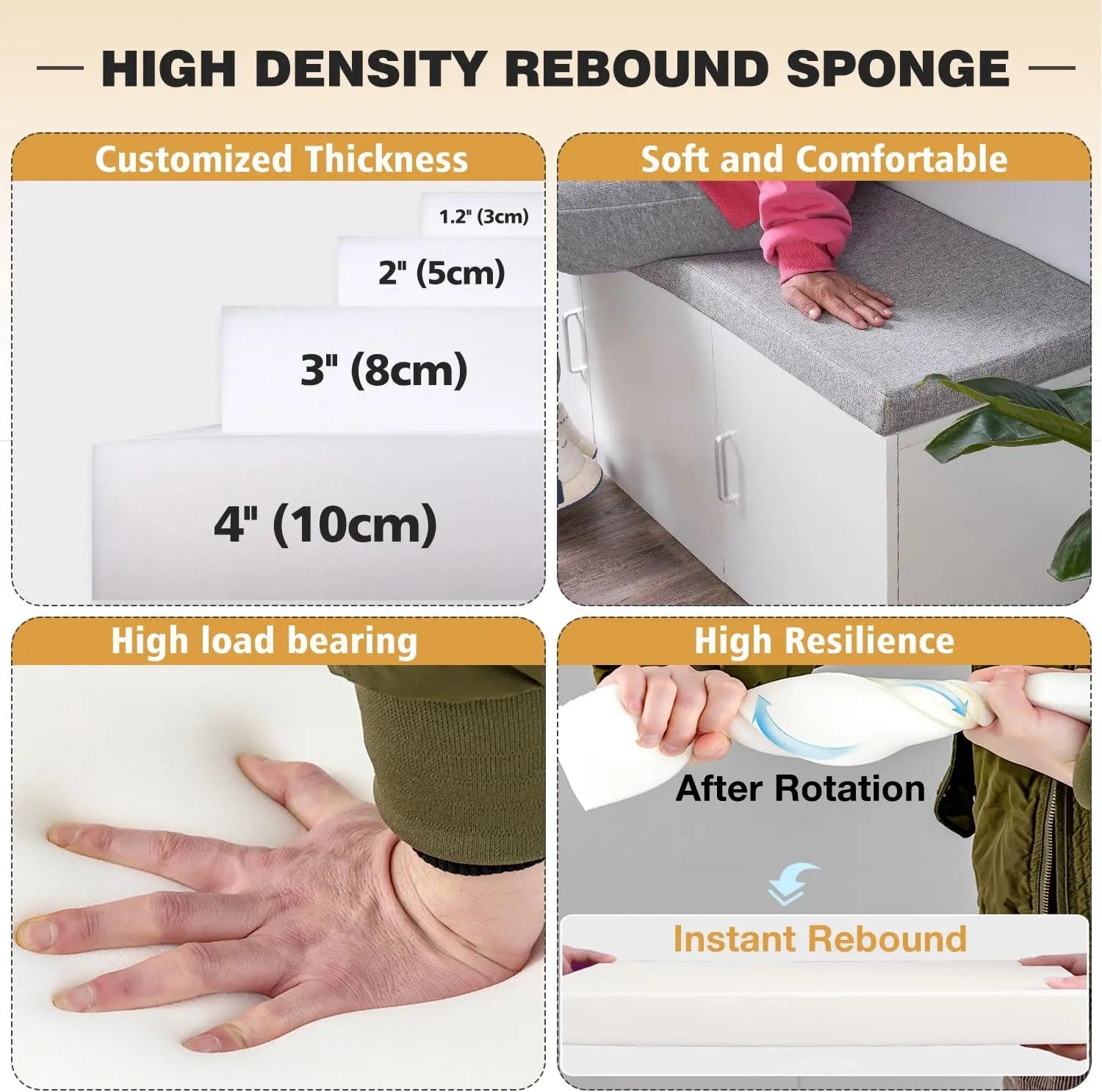 Bench Cushion Custom Bay Window Cushion 50Dhigh Density Sponge Chair Seat Sofa Pillow For Sofas Garden Bench Seat Swing Backseat