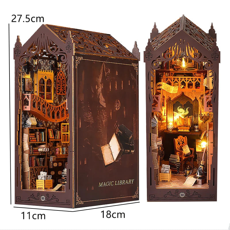 DIY Book Nook Kit Wooden Mini Doll House 3D Puzzle Model Bookshelf Bookends Making Room Toys Home Bedroom Decorations Gifts