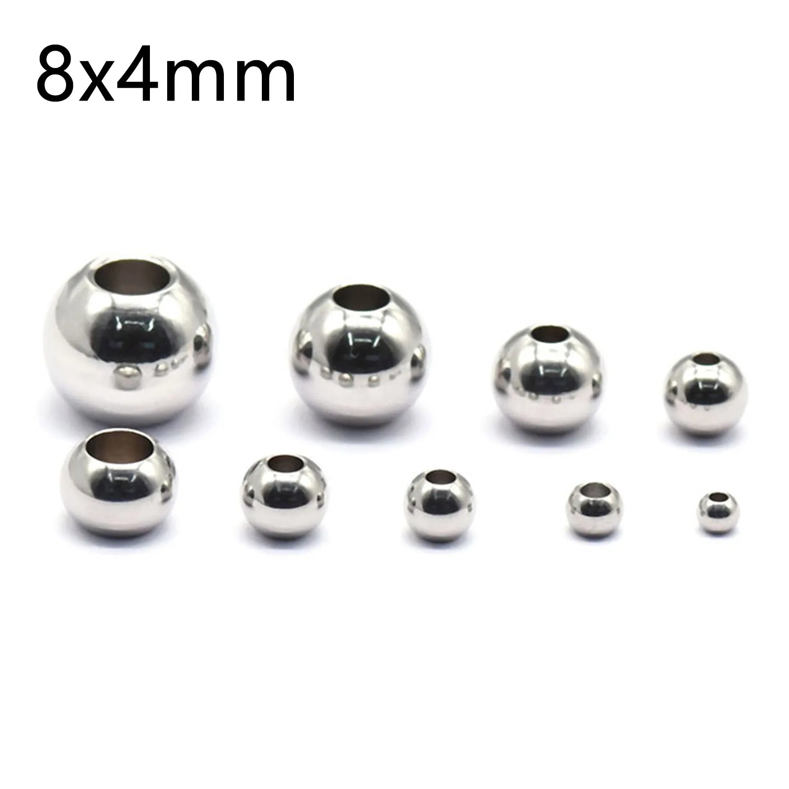50 Piece 304 Stainless Steel Loose Spacer Beads Charms Silver Color Round Ball Beads For Jewelry Making Diy Necklace Findings