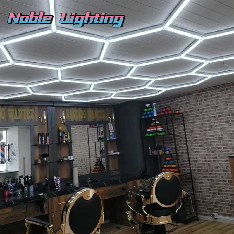 Customized Barbershop Hair Salon Hexagon Led Lights Garage Lamp Honeycomb Led Light for Showroom Ceiling Light Hexagon Light